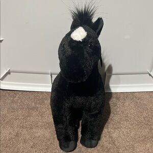 Plush Black Horse Toy